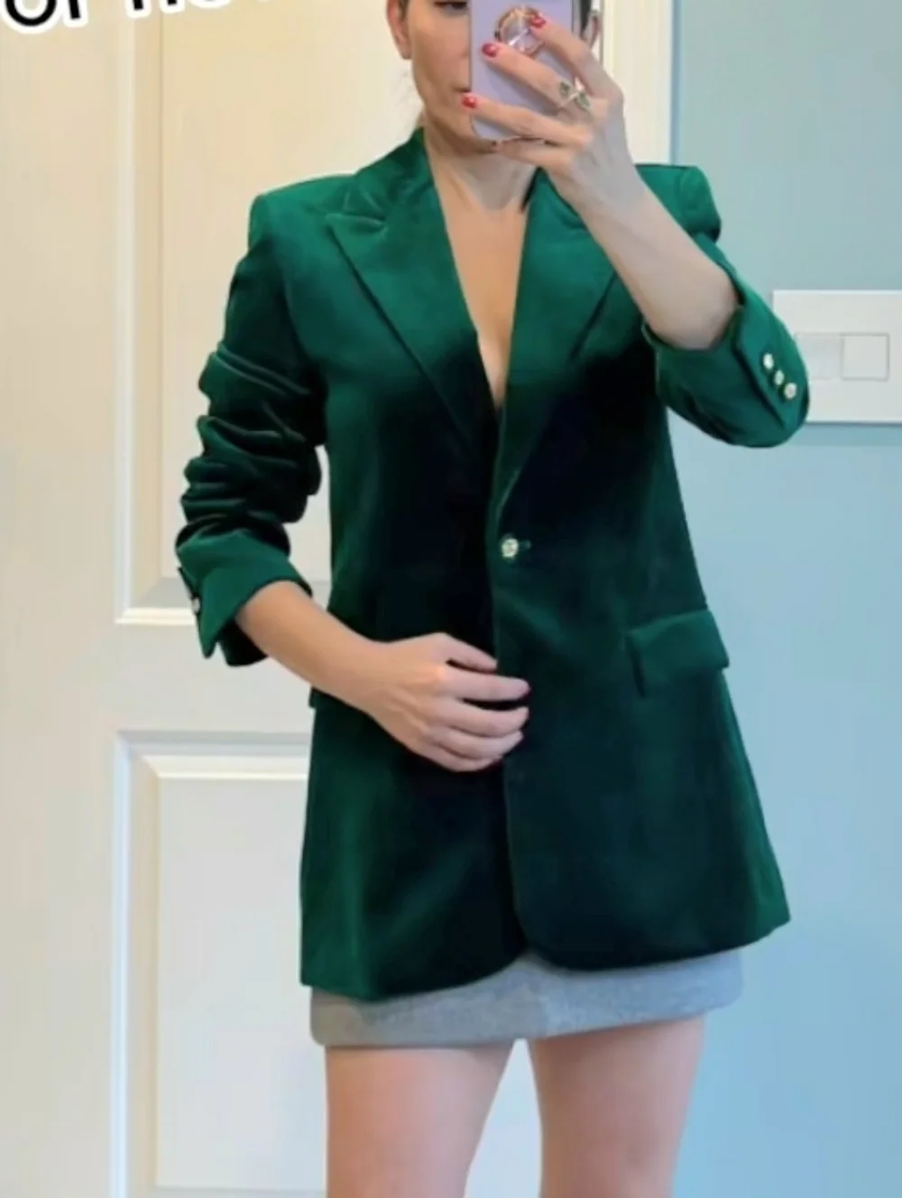 Zara Velvet Blazer Green Size L